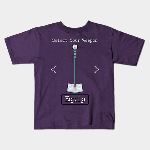 D&D Select Your Weapon: Staff&Spell Book Kids T-Shirt by FuManChu